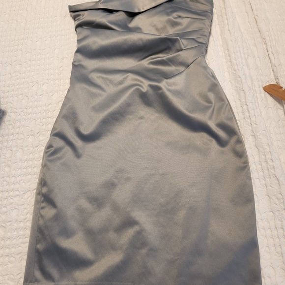 The Limited Silver/Grey Off The Shoulder Pleated Waist Evening Dress - Picture 11 of 13